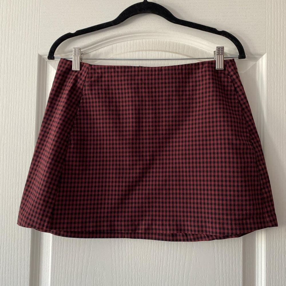 Burgundy Plaid Mini Skirt